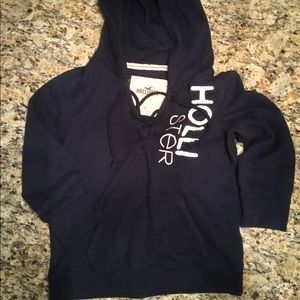 Hollister Navy Blue Surf Lace Up Hoodie w/ Pocket